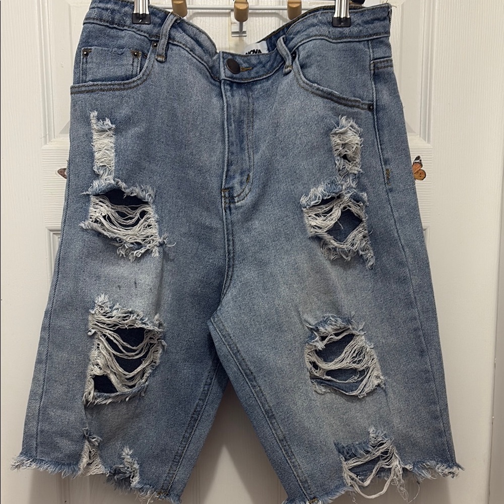 Fashion Nova Distressed Blue Jean Shorts